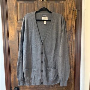 Classic Gray Men's Cardigan Sweater
